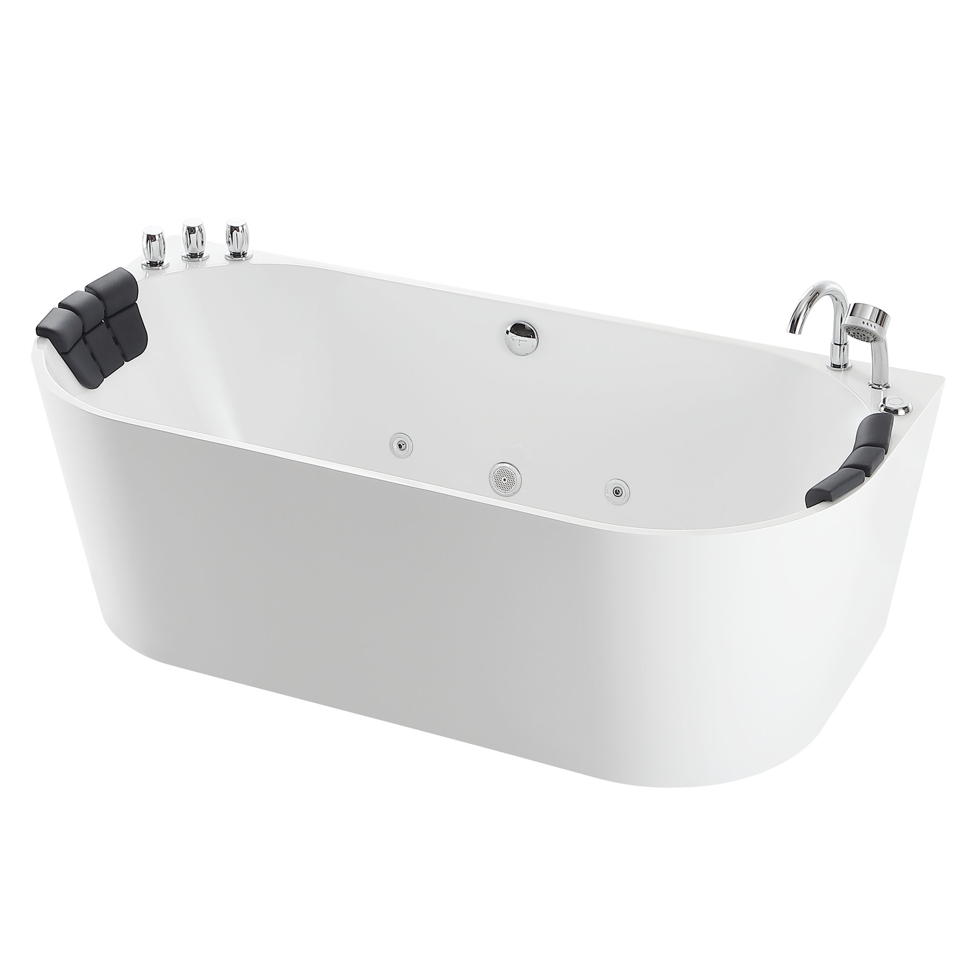 Empava 71"x 31.5" Freestanding Whirlpool Acrylic Bathtub with Faucet